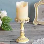 リボンローズ キャンドルスタンド キャンドルホルダー ピラー イエロー リボン (1485) アンティーク調 レトロ 可愛い おしゃれ 
