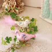 クリスマス クリップオーナメント ガラス バード クリップ ２個セット 小鳥 鳥 飾り オブジェ オーナメント (1034)  ツリーオー