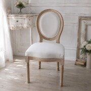 可愛い 椅子 ダイニングチェア アンティーク風 リネンベージュ (203N) フランス家具 輸入家具 ホワイト ファブリックチェア マチ