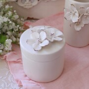陶器 キャニスター コットンボックス 小物入れ マチルドM フランス アムールドフルール (134) 陶器サニタリー ホワイト バスルー