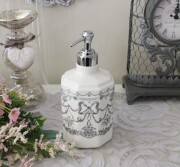 (SALE30%OFF) ソープディスペンサー 液体用 ディスペンサー ホワイト可愛い 陶器 マチルドエム フランス リボン (386) 陶器製 サ