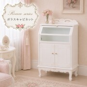 白家具 ロココ調 姫系 ガラスキャビネット ガラスケース キュリオケース 猫脚 ホワイト クラシック ヨーロピアン ロココシリーズ