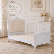 白家具 アンティーク風 シングルベッド ベッドフレーム シングル 可愛い 猫脚 洋風 ヨーロピアン (リュバン 1943-S）木製 ロココ