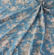 トワルドジュイ 田園 ジュイ柄 輸入生地 フランス（ブルー） トワル  