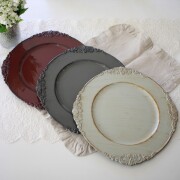 シャビー ラウンドトレー トレイ プレート インテリアトレイ 丸 ライトグレイ ダークグレイ ワイン アンダープレート ディスプレ