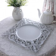 トレイ スクエアトレー (ライトグレイ) 正方形 四角 トレイ トレー ディスプレイ アンダープレート グレー ライトグレー 軽量 イ