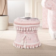 スツール 椅子 ドレッサースツール ピンク チェア ヘアルーム ジェニファーテイラー Heirloom 円形 丸形 花柄 布張り 可愛い 姫