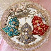 ツリーオーナメント ビーズ刺繍 ベル 鈴 クリスマスオーナメント  ハンドメイド クリスマスギフト アンティーク風 輸入雑貨 アン