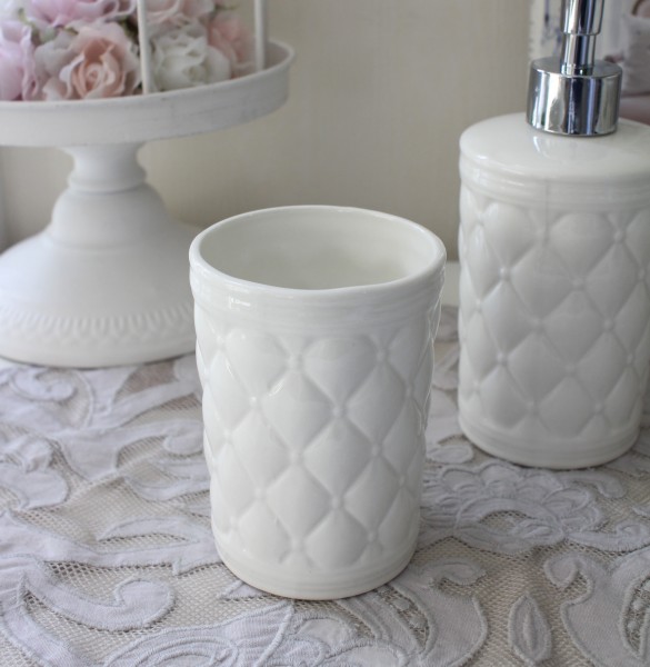 ブラシスタンド 陶器 ホワイト 歯ブラシスタンド おしゃれ マチルドエム フランス マルチスタンド キルティング (122) ペン立て