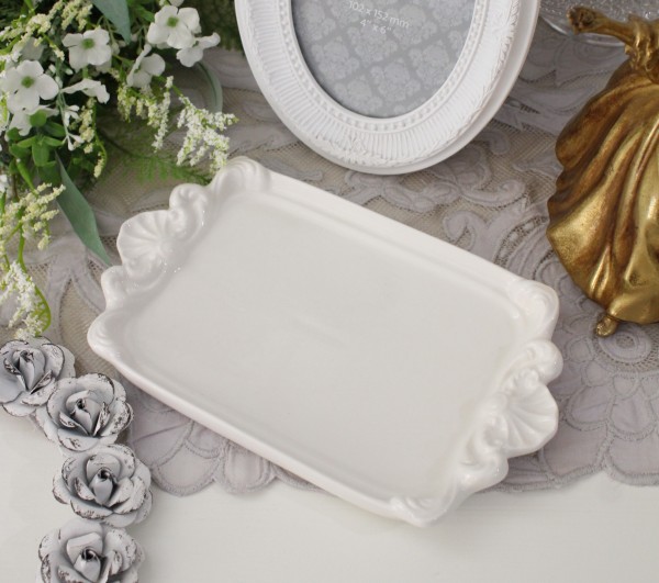 トレイ ホワイト 陶器 シェルトレー マチルドエム フランス 陶器製 トレー (166) 可愛い マチルドM Mathilde M. シャビーシック 