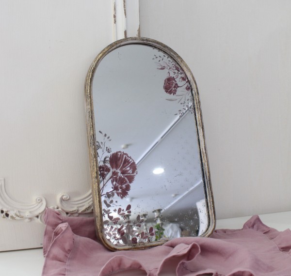 壁掛けミラー アンティーク調 鏡 マチルドエム フランス ウォールミラー 縦長フラワー (395) ゴールド 鏡 可愛い マチルドM Math