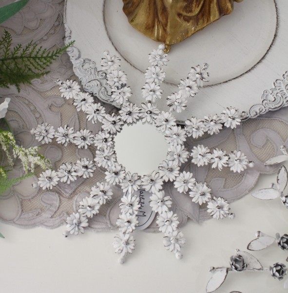 アンティーク風 壁飾り ホワイト オーナメント アンティーク調 アイアンパネル マチルドエム フランス フラワー (485) ホワイト 