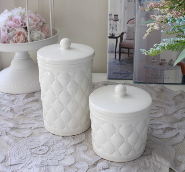 陶器 キャニスター ２個セット マチルドエム フランス  2サイズセット キルティング (237) 陶器サニタリー マチルドM Mathilde M