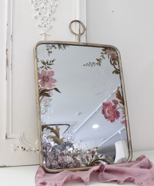 壁掛けミラー ウォールミラー 鏡 おしゃれ アンティーク風 マチルドエム フランス ミラー アンティーク調 フラワーＬ (582) ゴー