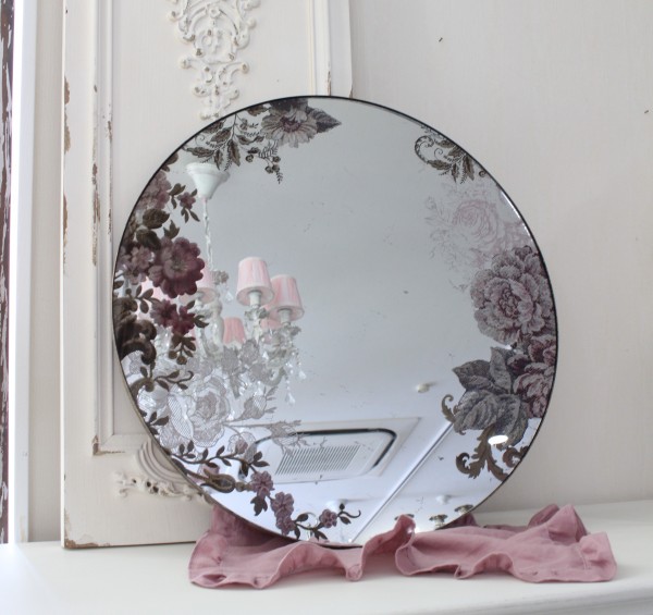 ラウンドミラー 鏡 ミラー アンティーク風 マチルドエム ウォールミラー フランス 壁掛けミラー ラウンドフラワーＬ (583) ゴー