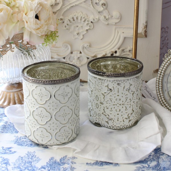 キャンドルホルダー ガラス ホワイト フラワーベース マチルドエム フランス ベース モロッカン (717) ダマスク (718) 可愛い マ