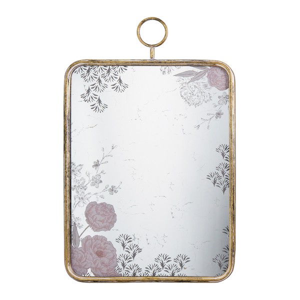 壁掛けミラー アンティーク調 ミラー 大型 可愛い マチルドエム　フランス 壁掛け 鏡 花柄 ボタニカル（817) ゴールド 鏡 可愛い