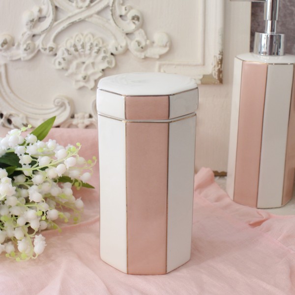 キャニスター 陶器 ピンク おしゃれ マチルドエム フランス 小物入れ ボックス ピンク  (980) バスルーム用品 綿棒入れ 輸入雑貨