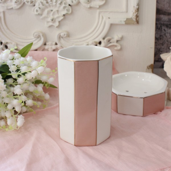 ブラシスタンド 歯ブラシスタンド ピンク マチルドエム フランス タンブラー マルチスタンド 陶器 小物入れ (981) バスルーム ツ