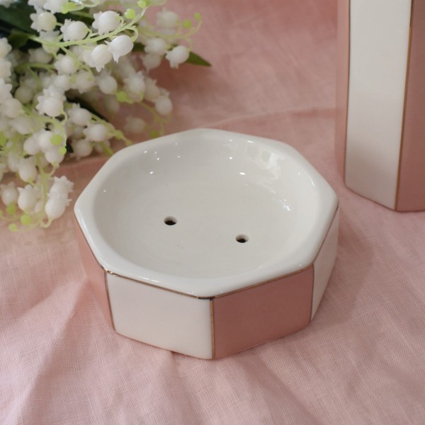 ソープディッシュ ピンク 可愛い ソープトレイ マチルドエム フランス 陶器 (982) 石鹸置き サニタリー マチルドM Mathilde M. 