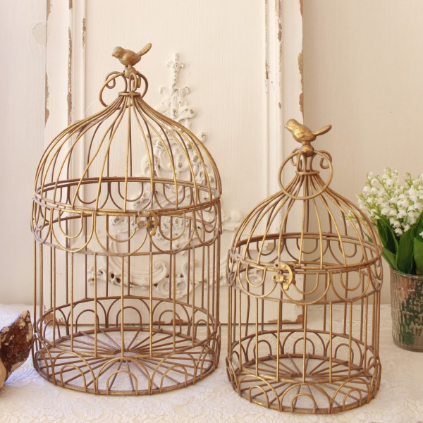 プランターカバー バードケージ プランターケージ ２個セット マチルドエム フランス 鳥カゴ ゴールド プランター ケージ (990) 