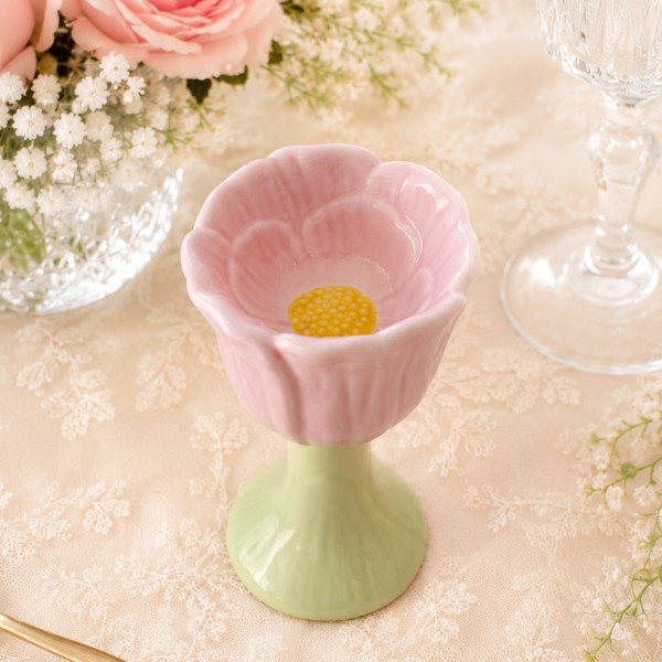 (SALE30%OFF) エッグカップ エッグスタンド ピンク フラワー 可愛い食器 チューリップ マチルドエム フランス（1202) マチルドM 
