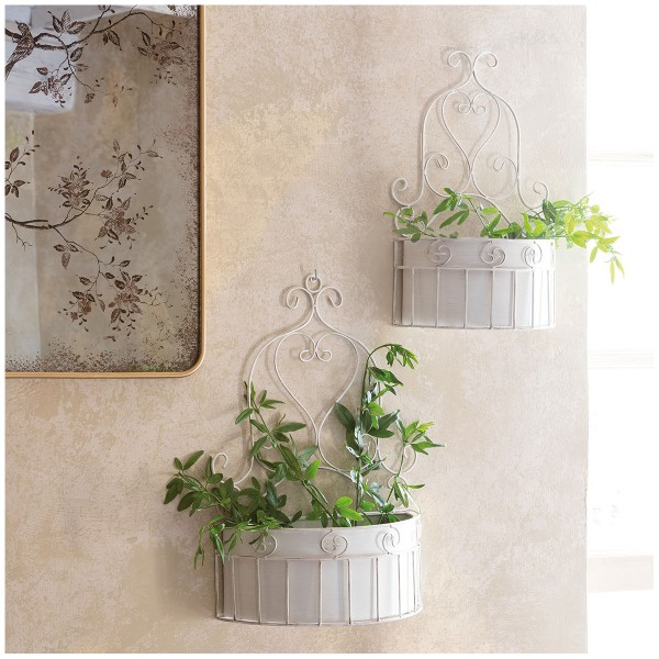 壁掛けプランター ２個セット ハンギングポット 壁掛け プランター ホワイト  (1173) ガーデニング マチルドエム フランス 鉢マ