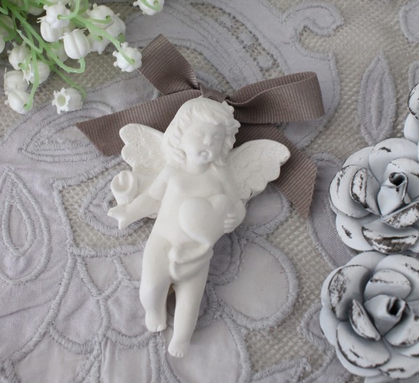 可愛い エンジェル 天使 アロマストーン 石膏 置物 リボン ライスパウダー (021) ルームフレグランス アロマギフト マチルドエム