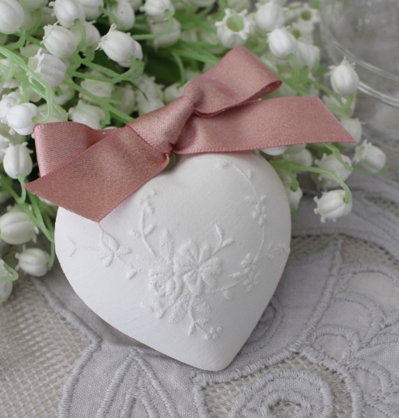 ハート アロマストーン 石膏 ローズ 薔薇 リボン ローズエリクサー マチルドエム フランス ハートフラワー (321) センティッドデ