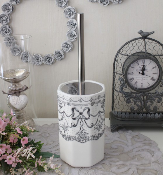 トイレブラシセット トイレブラシ 陶器 ホワイト 高級 マチルドエム フランス リボン (390) トイレブラシ サニタリー マチルドM 