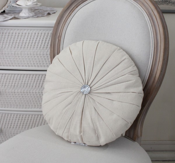 クッション ラウンドクッション 丸 円形 マチルドエム フランス クッション 丸型 リネンベージュ (245) 円形クッション マチルド