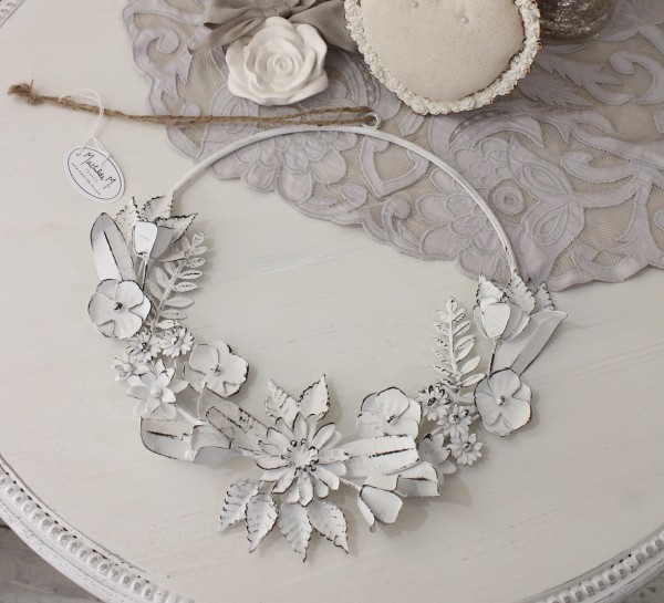 可愛い 壁飾り ウォールオブジェ シャビーシック アンティーク調 アイアン フラワー マチルドエム フランス スワッグ  (250) 壁