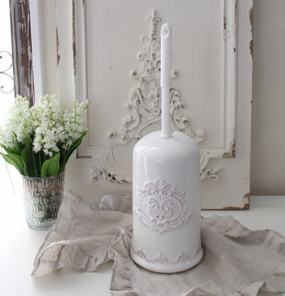 フレンチスタイル トイレブラシセット (444) トイレブラシ 陶器 サニタリー ホワイト 洋風 シャビーシック アンティーク風 輸入