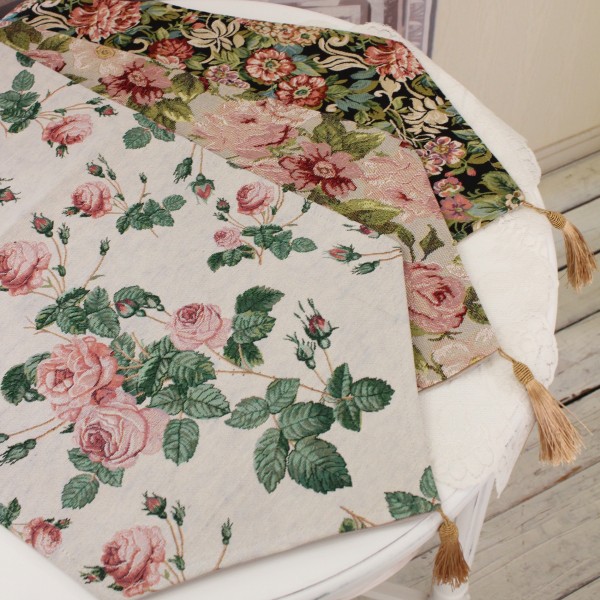 テーブルランナー 120 L 敷物 ゴブラン ドイリー テーブルセンター テーブルクロス 高級 花柄  ルドゥーテ 薔薇 かわいい おしゃ
