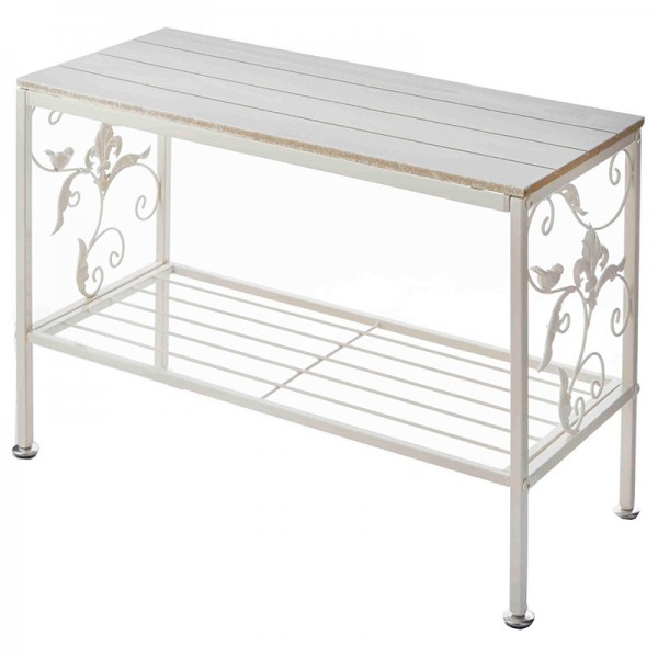 花台 アイアン フラワースタンド ホワイト プランタースタンド (71866) 飾り台 アイアン製 ユリの紋章 バード ヨーロピアン 姫系