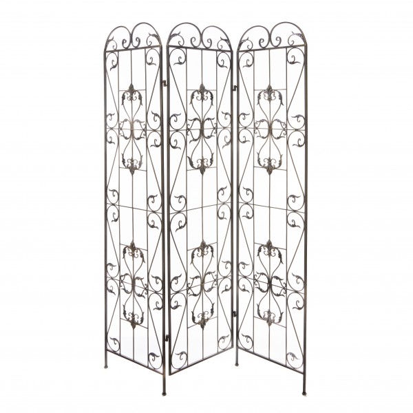 パーテーション アイアン アンティーク調 スクリーン ダークブロンズ 間仕切り (71878) クラシック モダン３連式 自立 ロココ調 