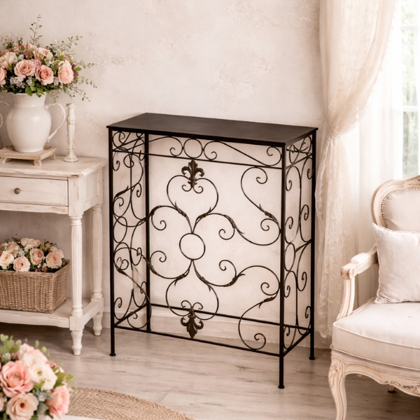 コンソール アイアン 飾り台 花台 コラム アイアンテーブル コンソールテーブル フラワースタンド ダークブロンズ (71869)  アイ