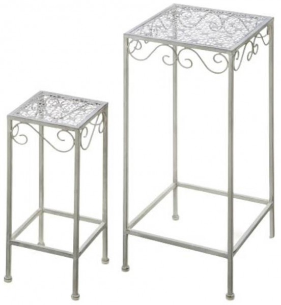 花台 プランタースタンド コンソール ２個セット アイアン プランター台 フラワースタンド (71853) アンティークグレー 飾り台 