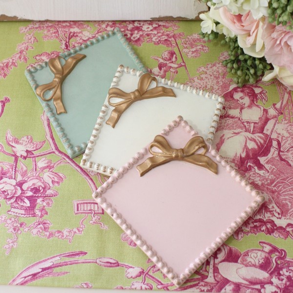 スクエアコースター ミニトレイ コースター リボントレー ミニトレー 可愛い 姫系 アンティーク風 フレンチカントリー リボンモ