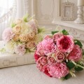 造花 花束 ブーケ ローズ カーネーション ピンク オフホワイト 洋風 ギフト アーティフィシャルフラワー シルクフラワー アート