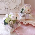 サシェ 造花 ホワイト ピンク 薔薇 ローズ フラワーアレンジ ギフト サシェ フラワーサシェ クッション角 インテリア アレンジ 