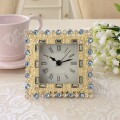 置き時計 エレガント 時計 ギフト テーブルクロック 置時計 クリスタルブルー スクエア アンティーク風 おしゃれ 姫系 クラシッ