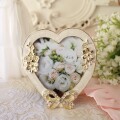 フォトフレーム ハート リボン 写真立て ラインストーン ホワイト ゴールド ヨーロピアン クラシック ロココ調 おしゃれ かわい