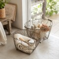 バスケット ２点セット ワイヤーバスケット ラスティ スチールバスケット 小物入れ 収納 店舗什器 アンティーク調 フレンチカン