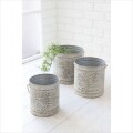 ラウンドポット フラワーポット ハーバル バケツ 3点セット シルバー ラウンド ポット 鉢カバー 小物入れ プランター スチール 
