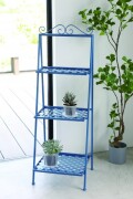 アイアンラック ３段シェルフ アイアン ブルー ラック アジュール スリーティアシェルフ アイアンシェルフ 棚 フラワースタンド 