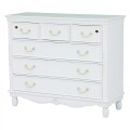 ワイドチェスト キャビネット４段 幅110cm 引き出し収納 鍵付き アンティーク調 フレンチシリーズ (1582)  輸入家具 木製 ホワイ