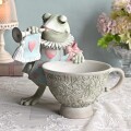 フロッグ プリンス ティーカップ オブジェ コンポート カエル 置物 かえる 王様 王子様 蛙 小物入れ (1506) 可愛い ロココ調 姫