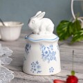 キャニスター 陶器 小物入れ シュガーポット ラビット うさぎ 可愛い 花柄 陶器製 ブルームラビットキャニスター (090) アンティ