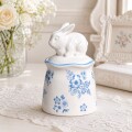 キャニスター 陶器 小物入れ シュガーポット ラビット うさぎ 可愛い 花柄 陶器製 ブルームラビットキャニスター (090) アンティ